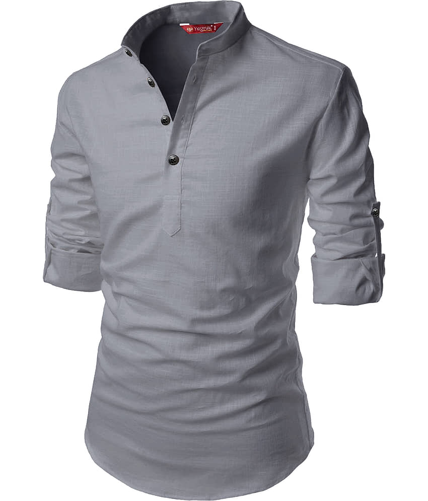 Yugnik Grey Cotton Men's Regular Kurta ( Pack of 1 ) - Kurtas & Kurta Sets | Buy online on ZillyBuy
