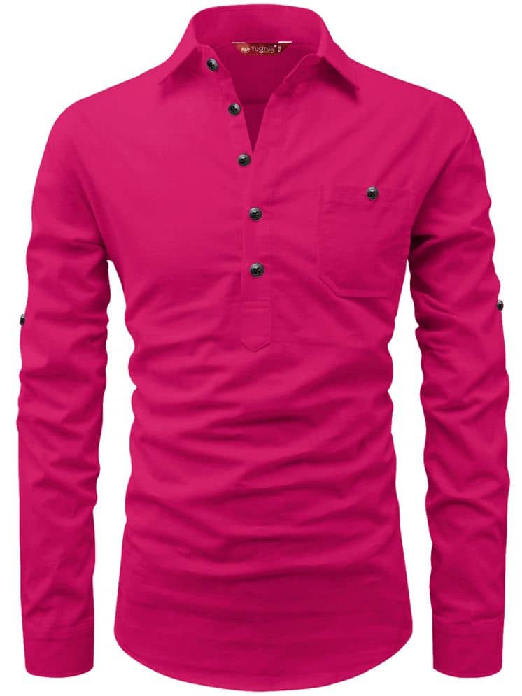 Yugnik Black Cotton Men's Shirt Style Kurta ( Pack of 1 ) - Kurtas & Kurta Sets | Buy online on ZillyBuy