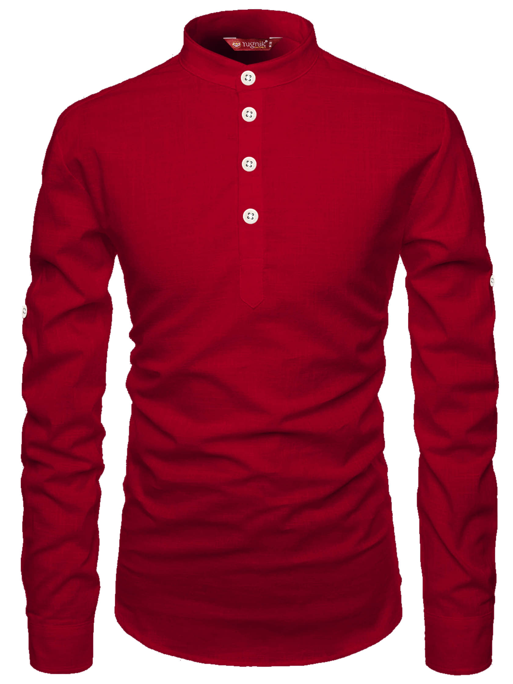     			Yugnik Red Cotton Men's Shirt Style Kurta ( Pack of 1 )