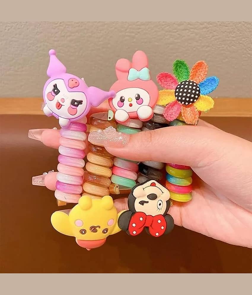 03 Pieces Cute Cartoon Ponytail Maker Wire Hair Bands for Girls Kids Braided Spiral Hair Ties Elastic Braids Hair Accessories for Girls. - Jewellery Sets | Buy online on ZillyBuy