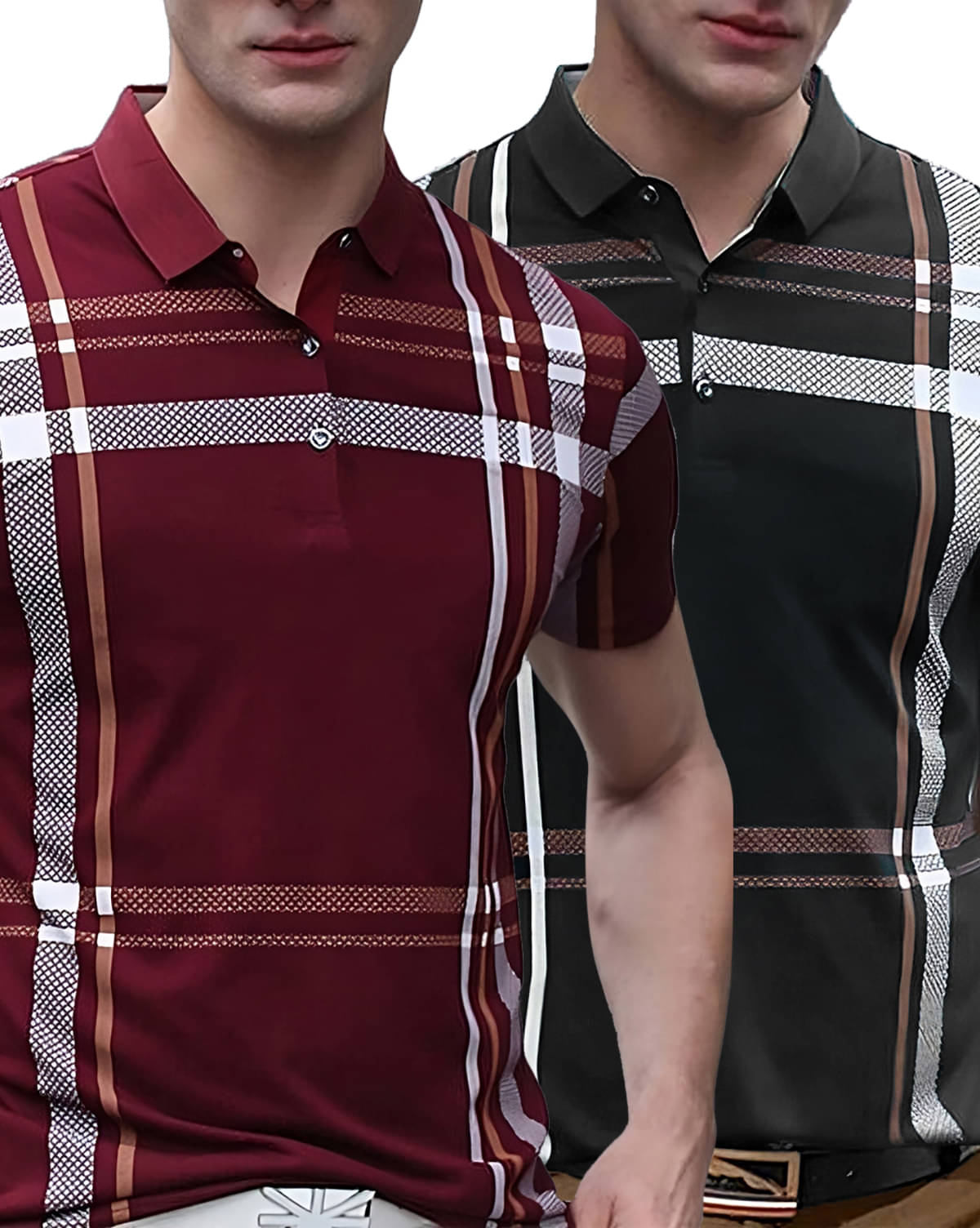 AUSK Pack of 2 Cotton Blend Regular Fit Printed Half Sleeves Men's Polo T Shirt ( Turquoise ) AUSK Pack of 2 Cotton Blend Regular Fit Printed Half Sleeves Men's Polo T Shirt ( Turquoise )