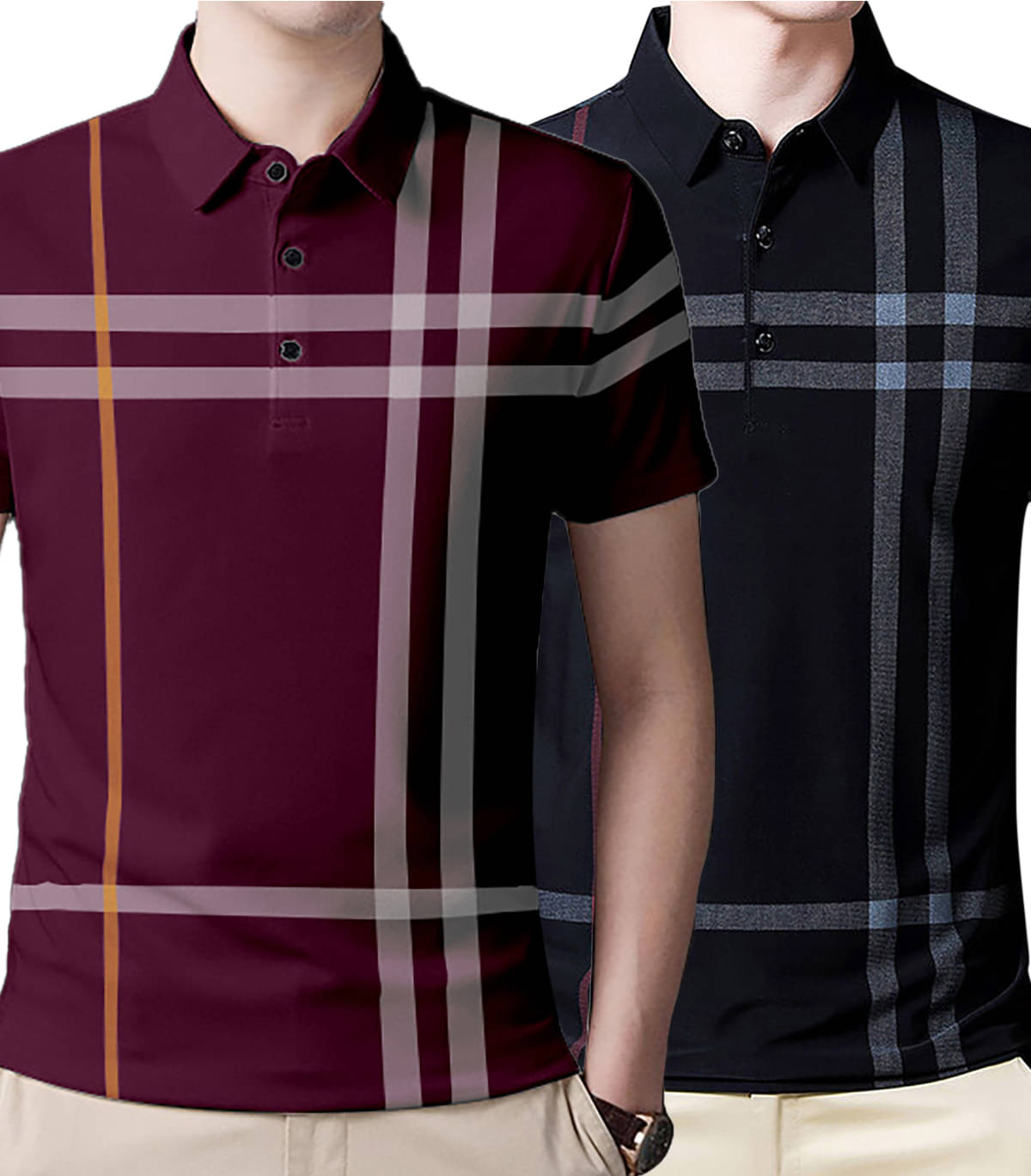     			AUSK Pack of 2 Cotton Blend Regular Fit Printed Half Sleeves Men's Polo T Shirt ( Maroon )