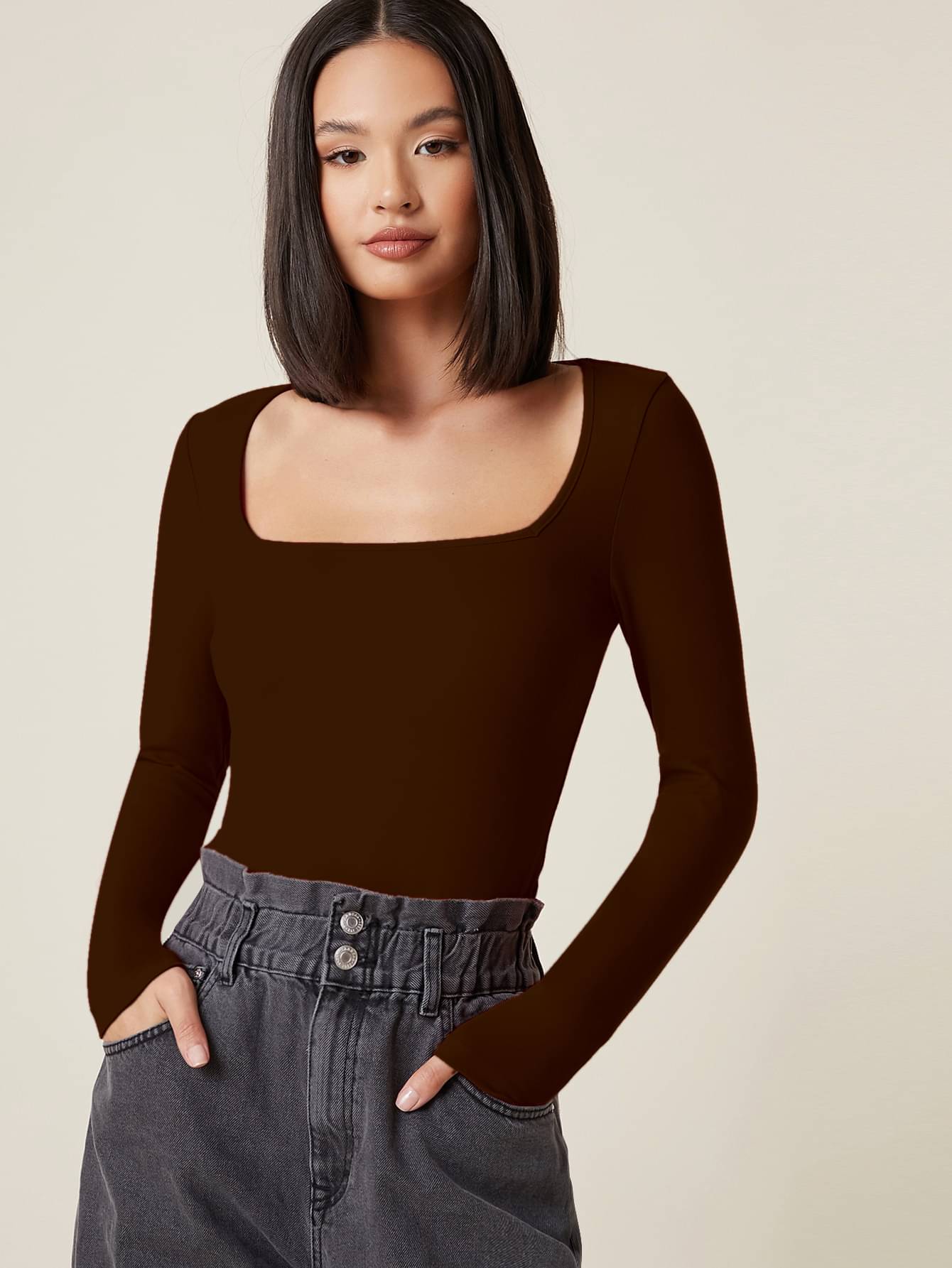 Aahwan Women's Polyester Regular Top ( Brown ) Aahwan Women's Polyester Regular Top ( Brown )