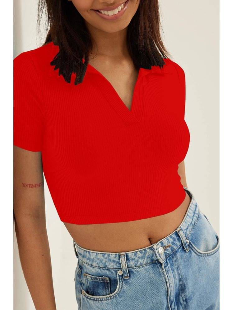     			Aahwan Women's Cotton Crop Top ( Red )