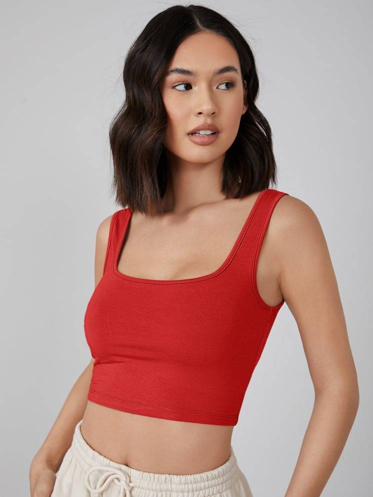     			Aahwan Women's Cotton Crop Top ( Red )