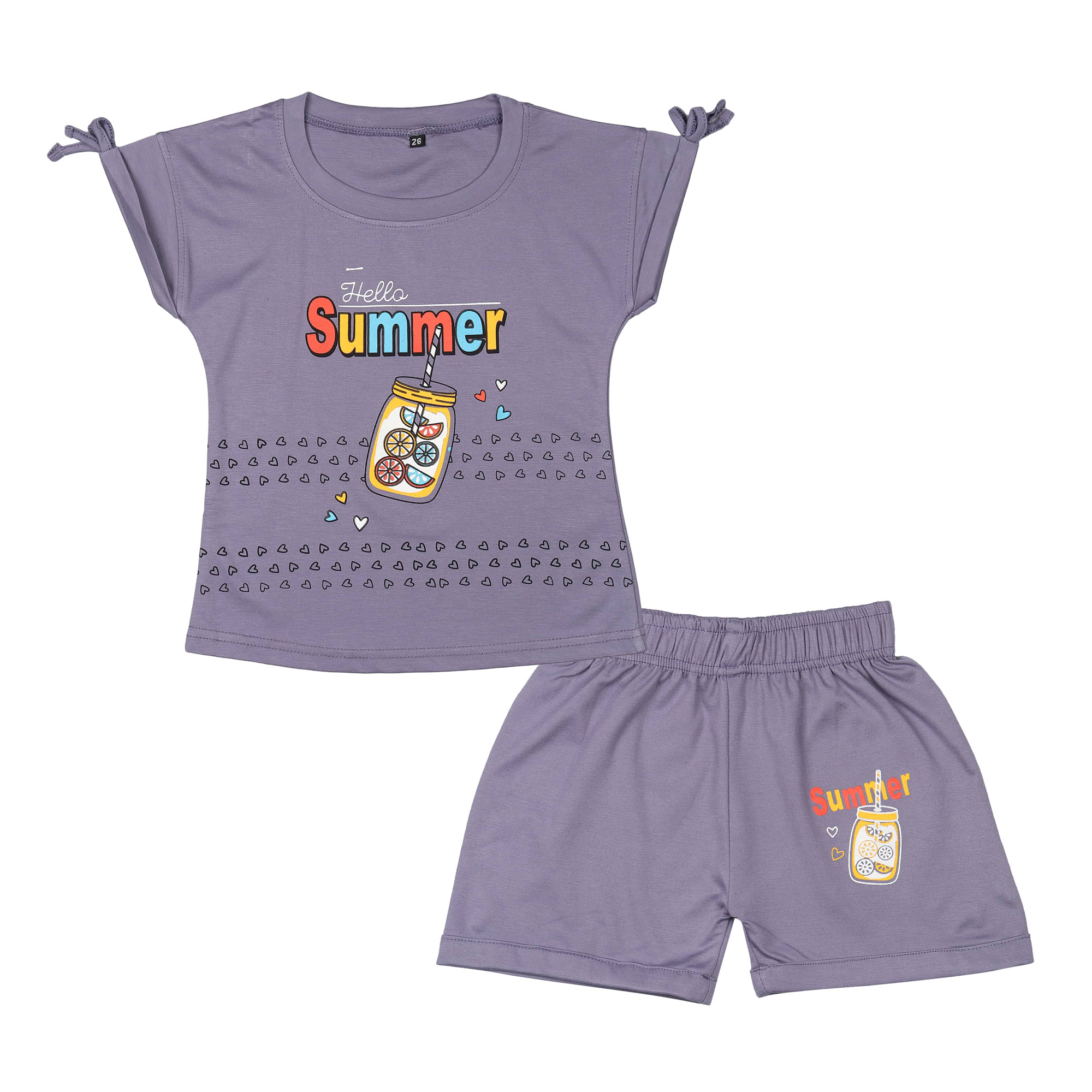     			Arshia Fashions Pack of 1 Girls Cotton Blend Top With Shorts ( Grey )