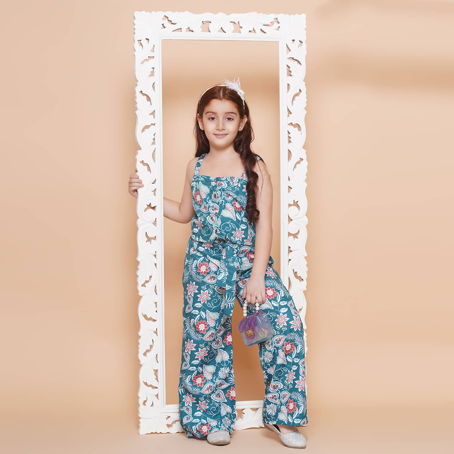 Arshia Fashions Pack of 1 Girls Crepe Top With Palazzo ( Light Blue )
