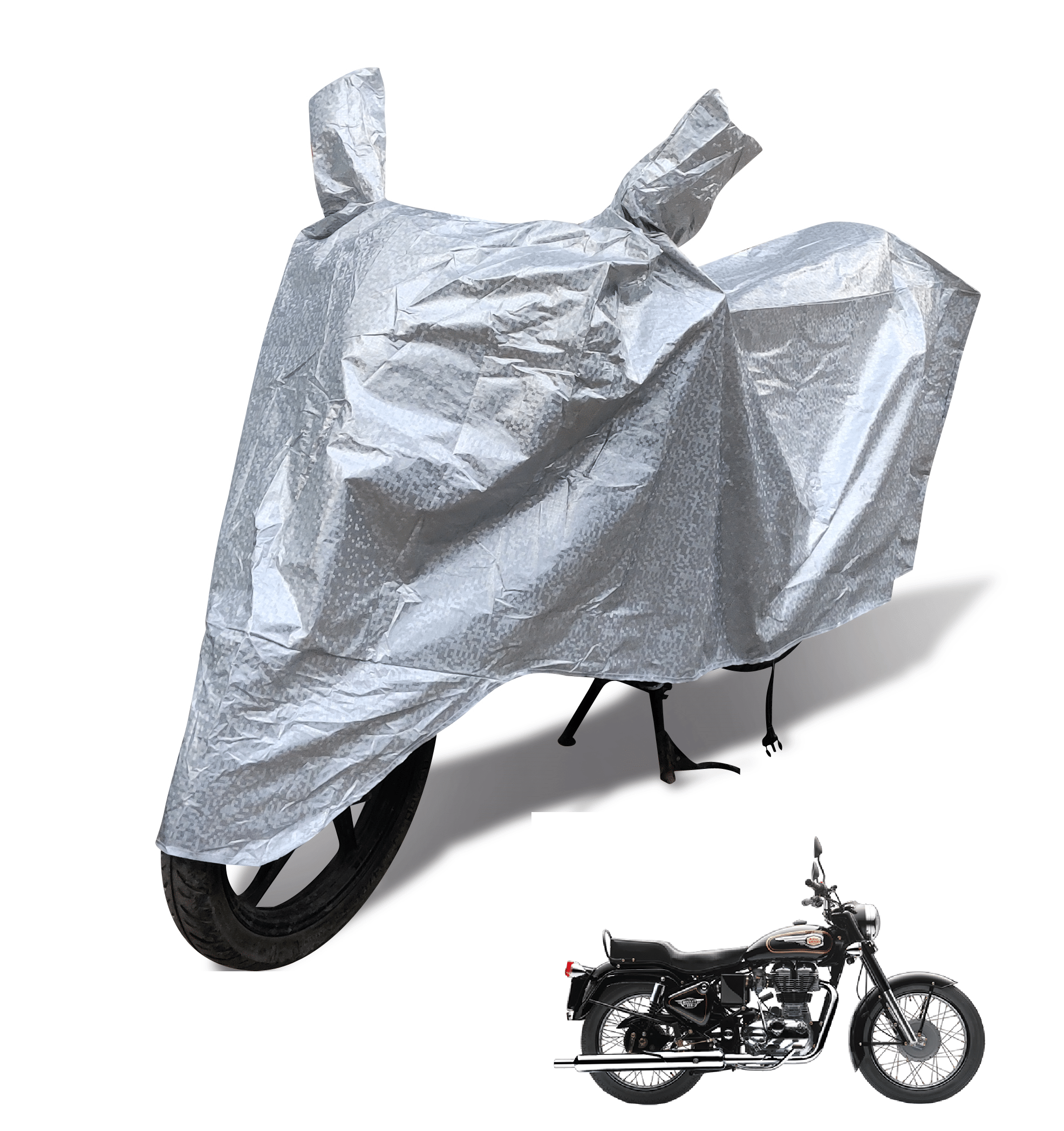 Auto Hub Bike Body Cover for Royal Enfield Bullet 350 ( Pack of 1 ) , Silver Auto Hub Bike Body Cover for Royal Enfield Bullet 350 ( Pack of 1 ) , Silver