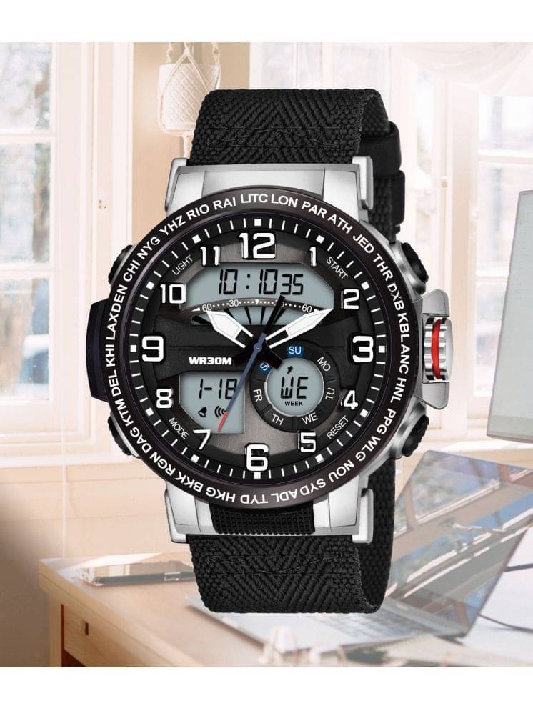     			Harbor Black Fabric Analog-Digital Men's Watch