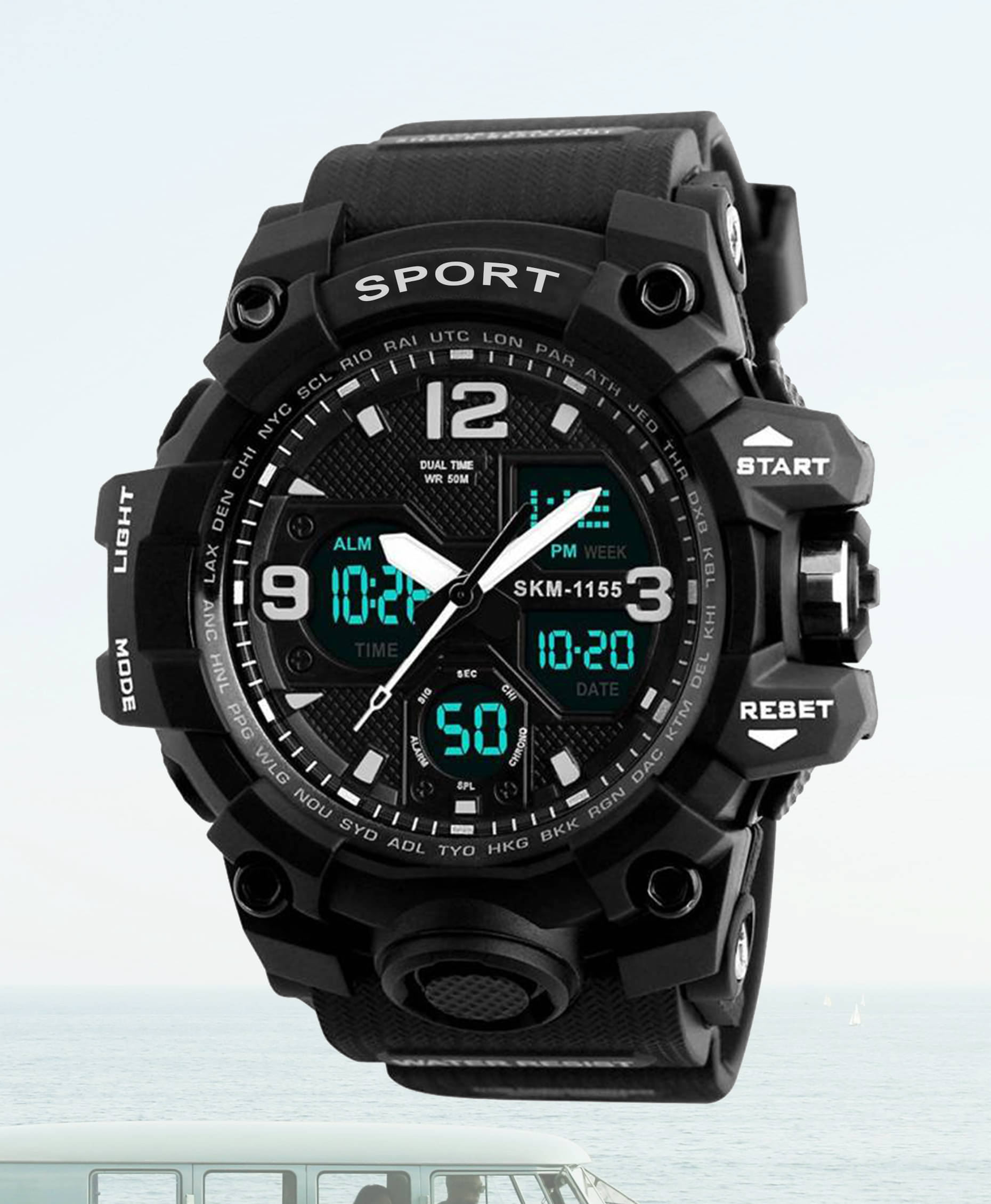     			Harbor Black Silicon Analog-Digital Men's Watch
