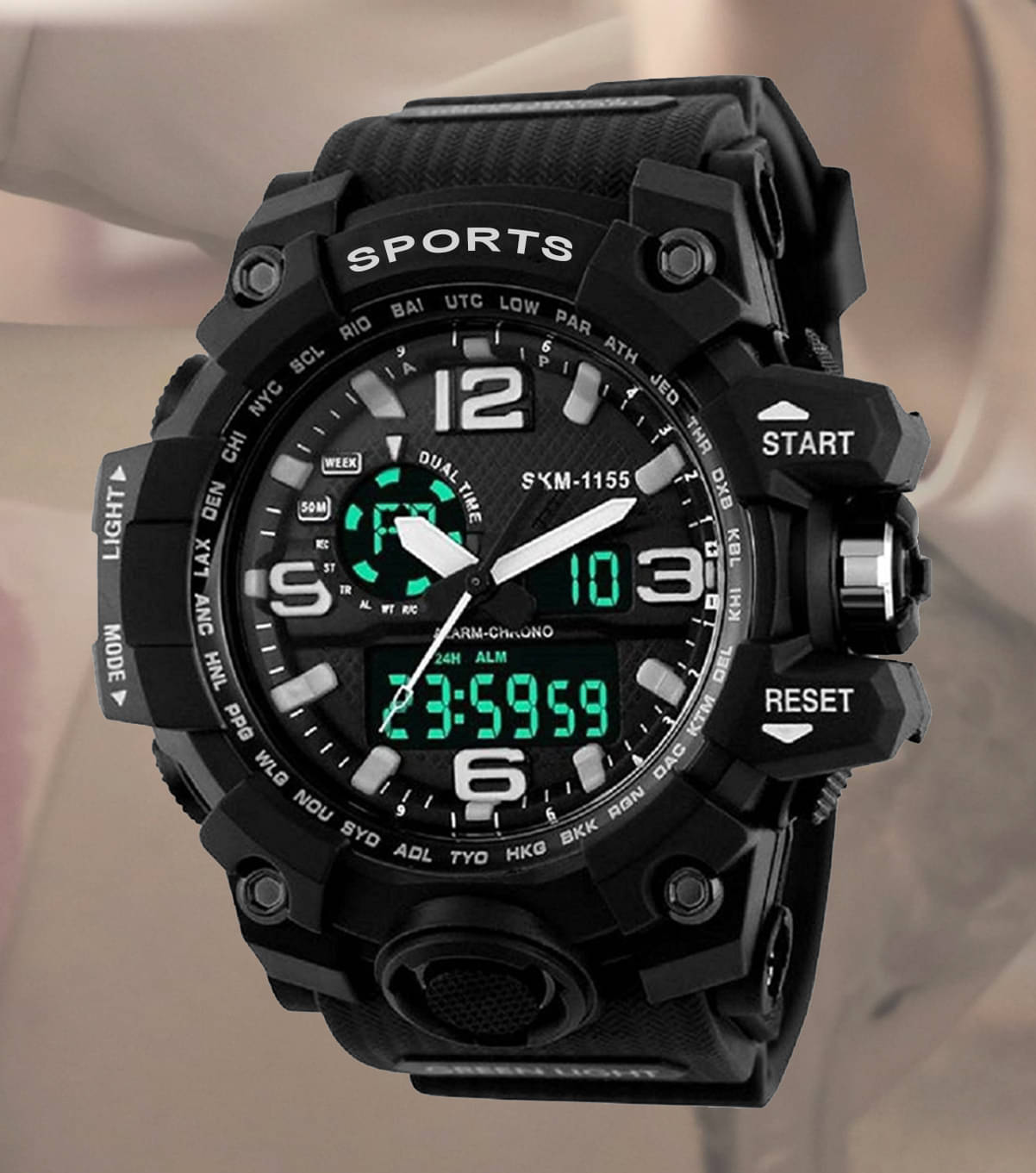     			Harbor Black Silicon Analog-Digital Men's Watch