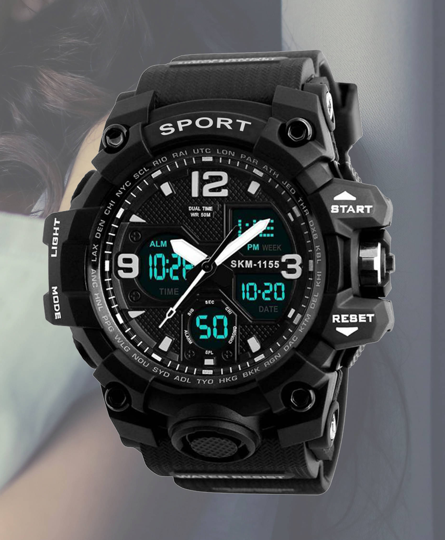     			Harbor Black Silicon Analog-Digital Men's Watch