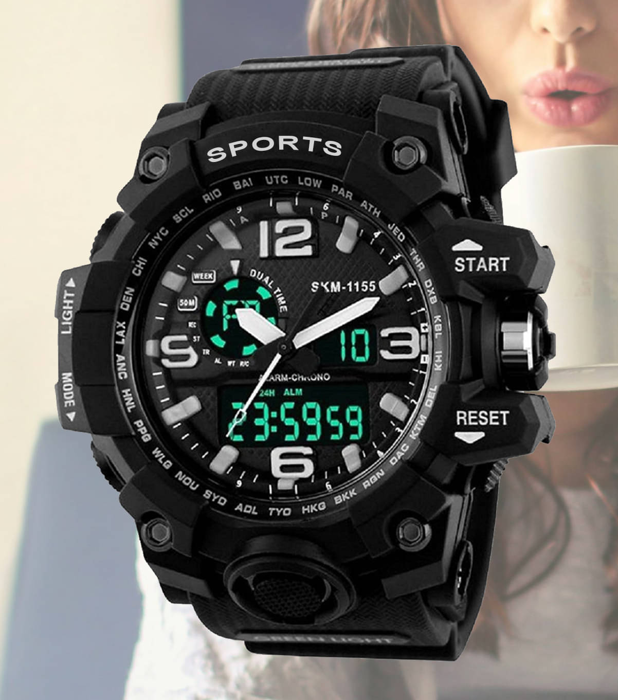     			Harbor Black Silicon Analog-Digital Men's Watch
