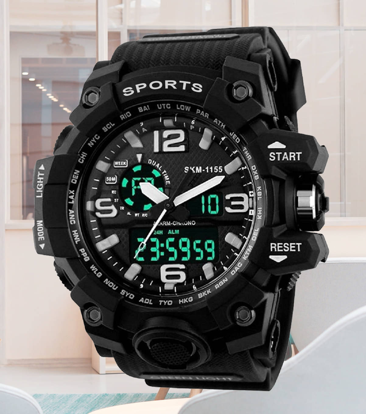     			Harbor Black Silicon Analog-Digital Men's Watch
