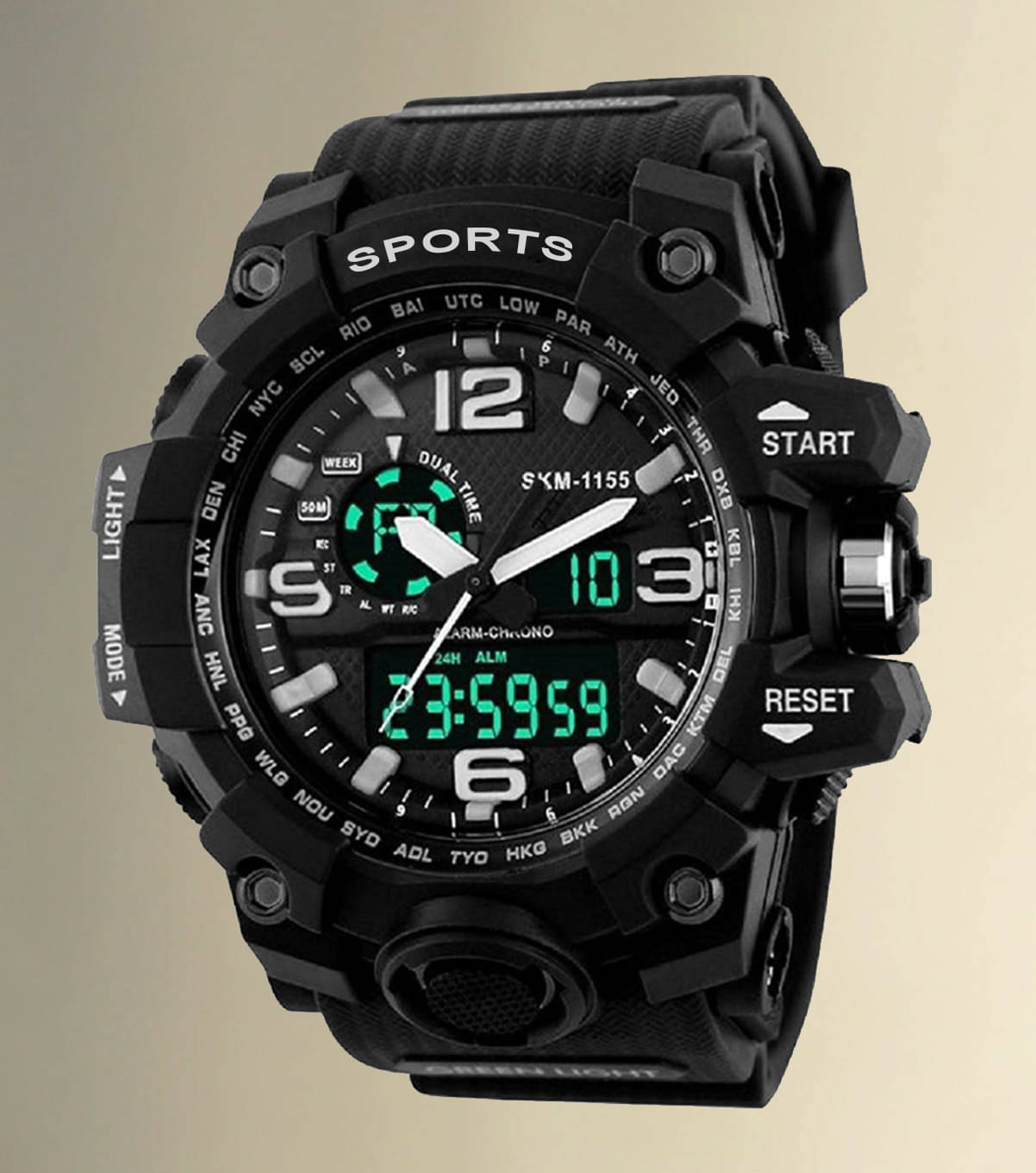     			Harbor Black Silicon Analog-Digital Men's Watch