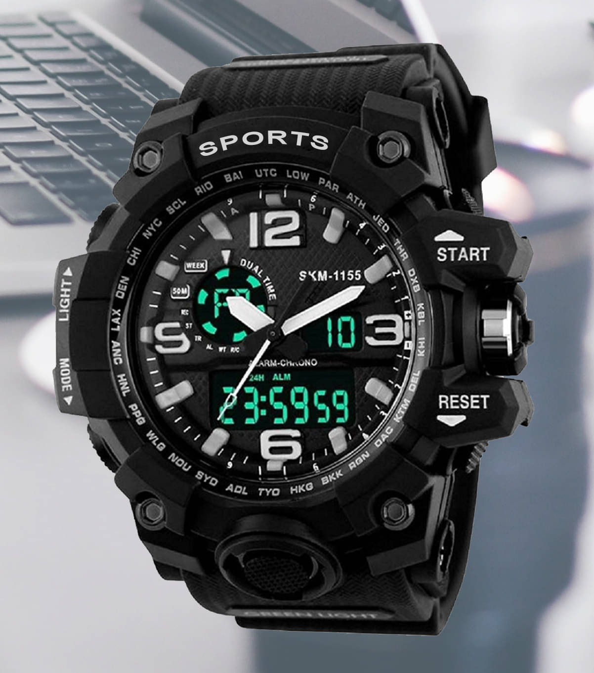     			Harbor Black Silicon Analog-Digital Men's Watch