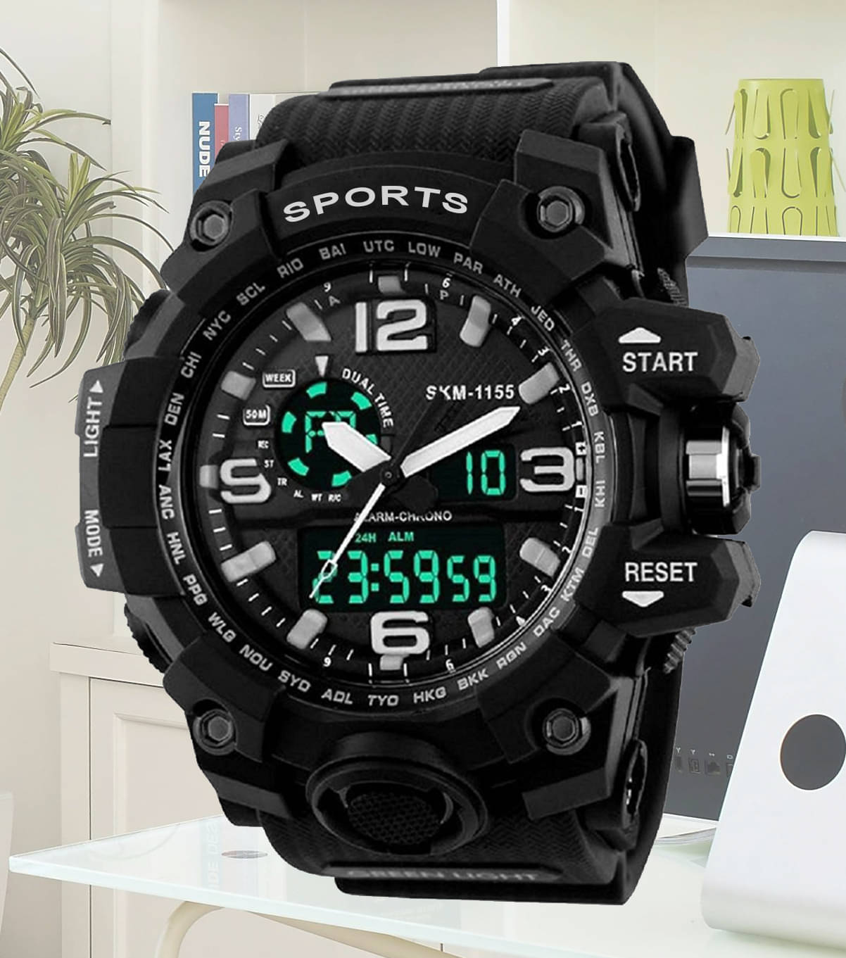     			Harbor Black Silicon Analog-Digital Men's Watch