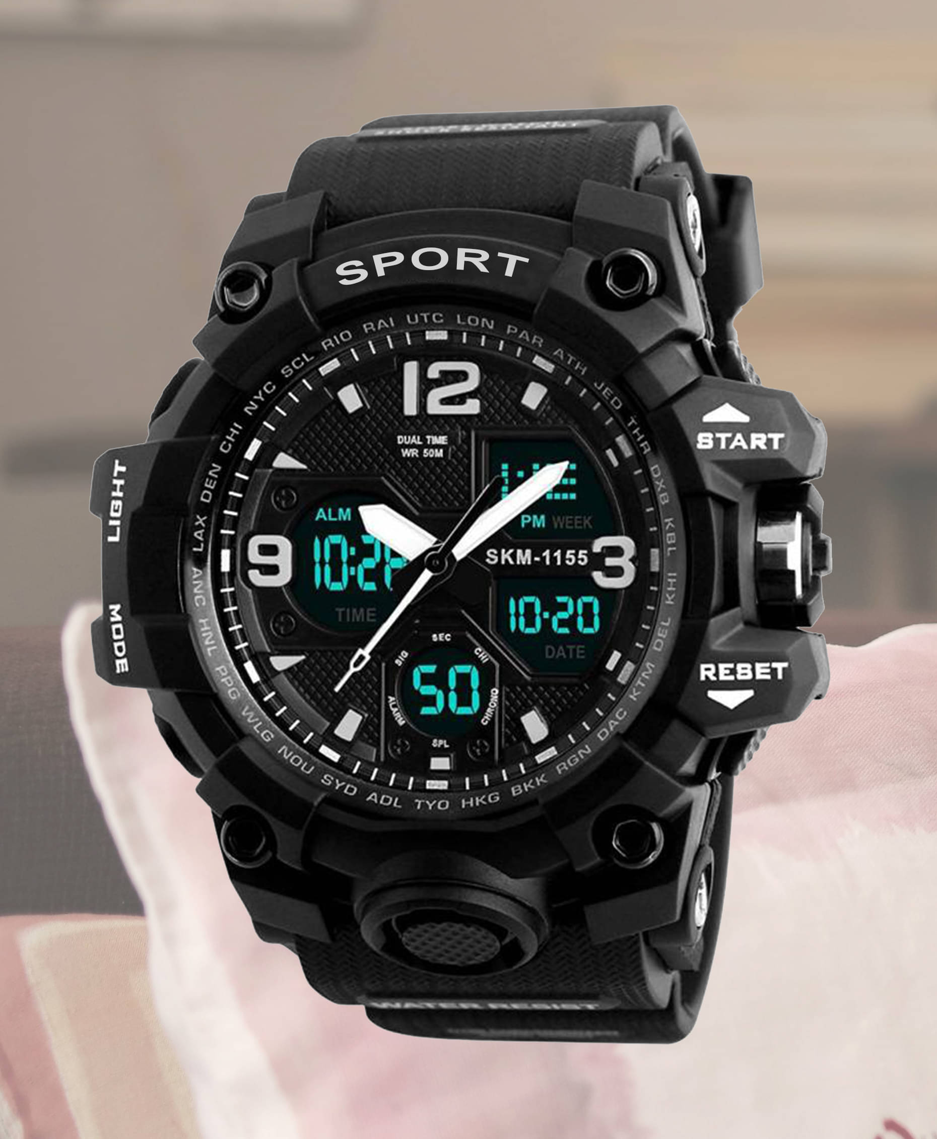     			Harbor Black Silicon Analog-Digital Men's Watch