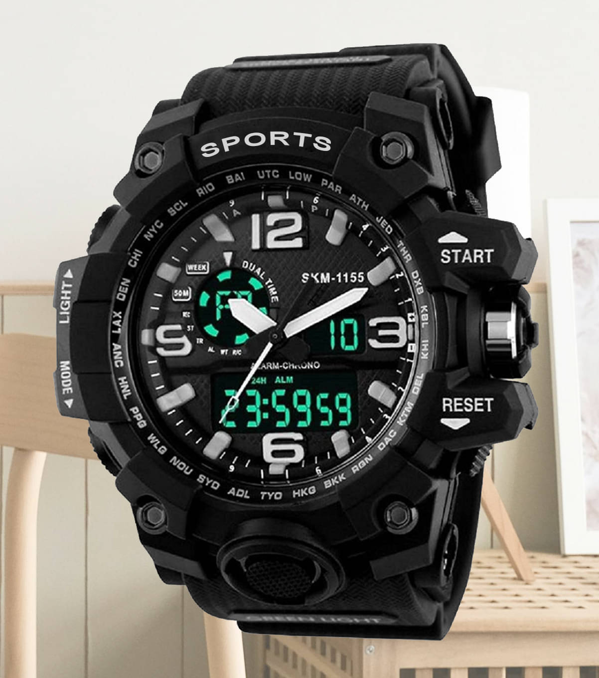     			Harbor Black Silicon Analog-Digital Men's Watch
