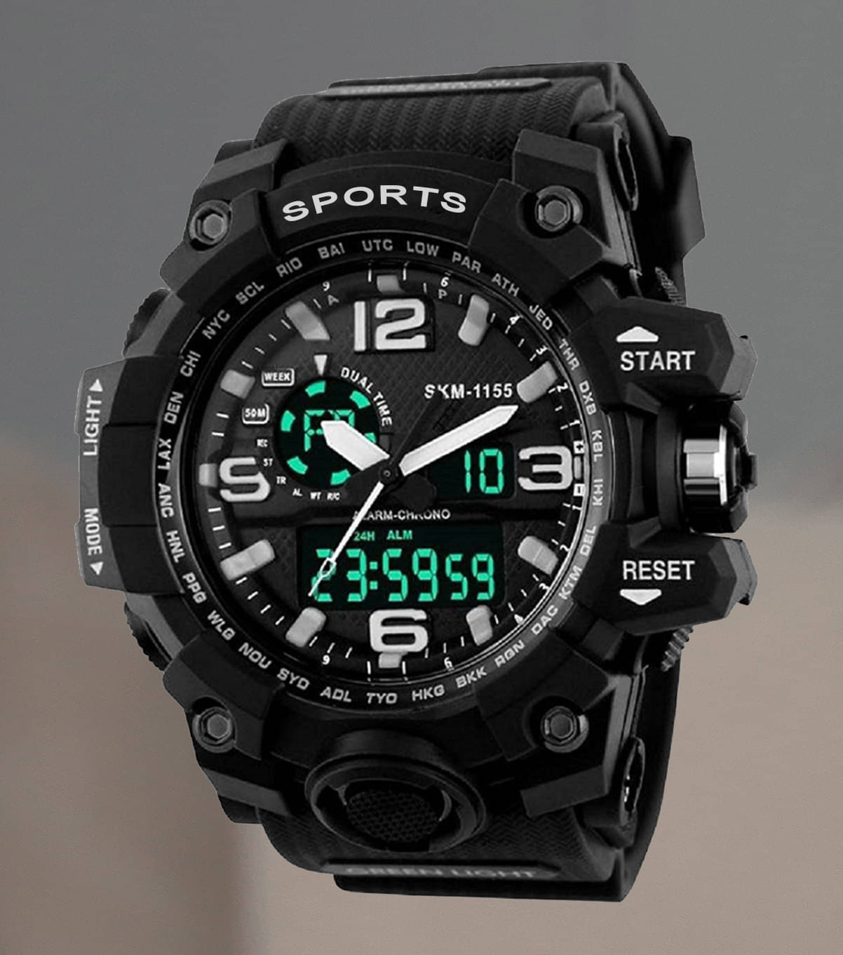     			Harbor Black Silicon Analog-Digital Men's Watch