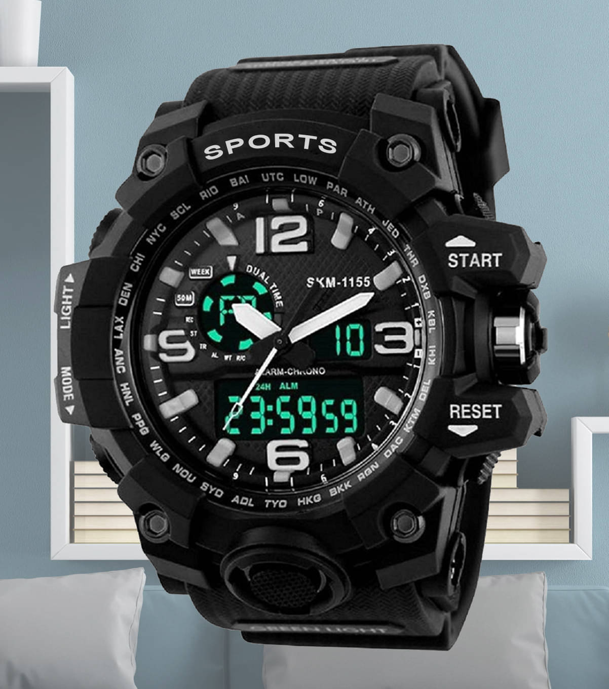     			Harbor Black Silicon Analog-Digital Men's Watch