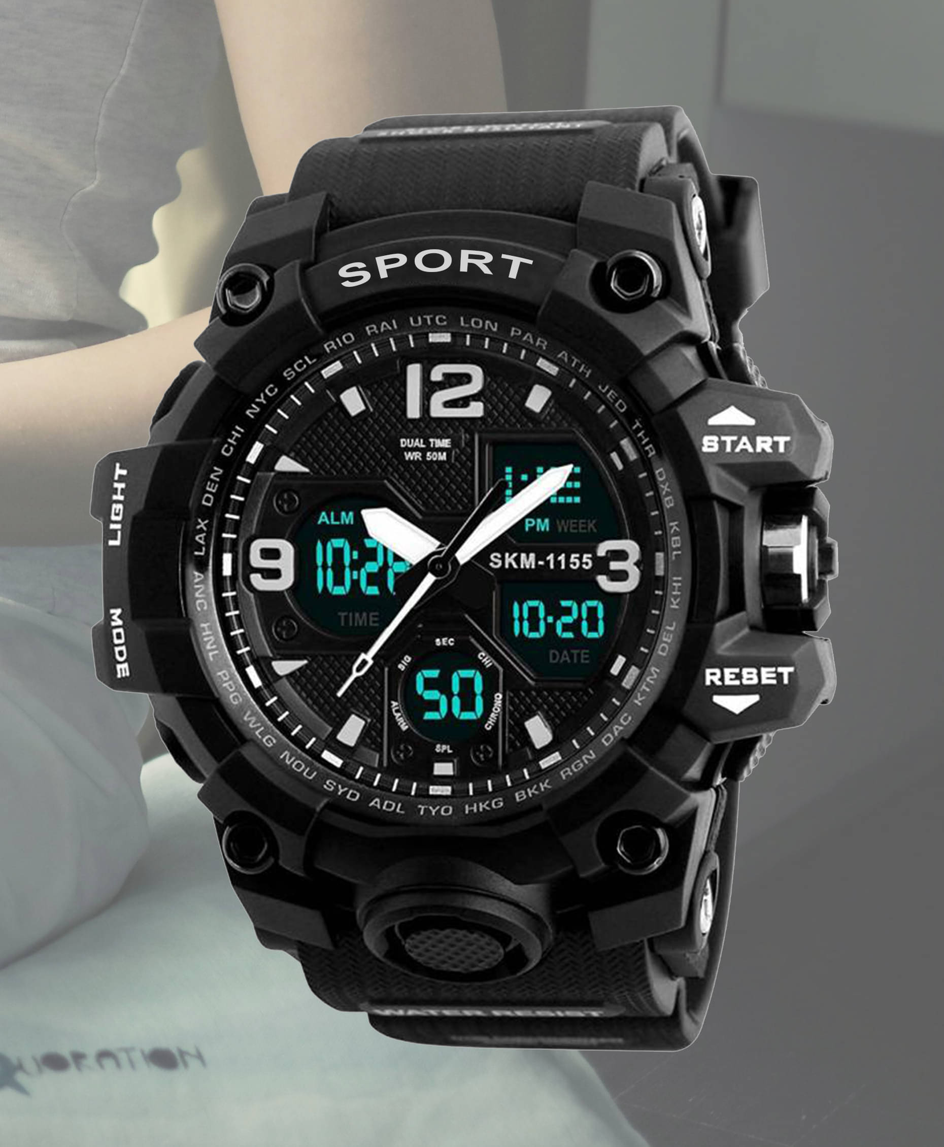     			Harbor Black Silicon Analog-Digital Men's Watch