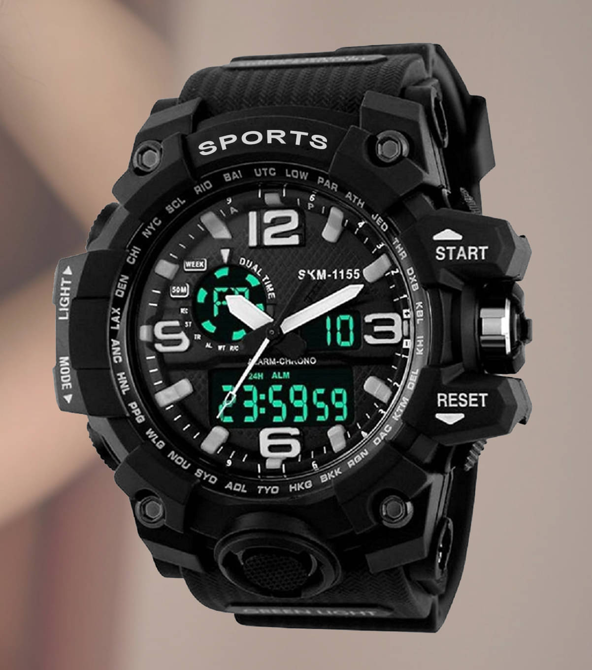     			Harbor Black Silicon Analog-Digital Men's Watch