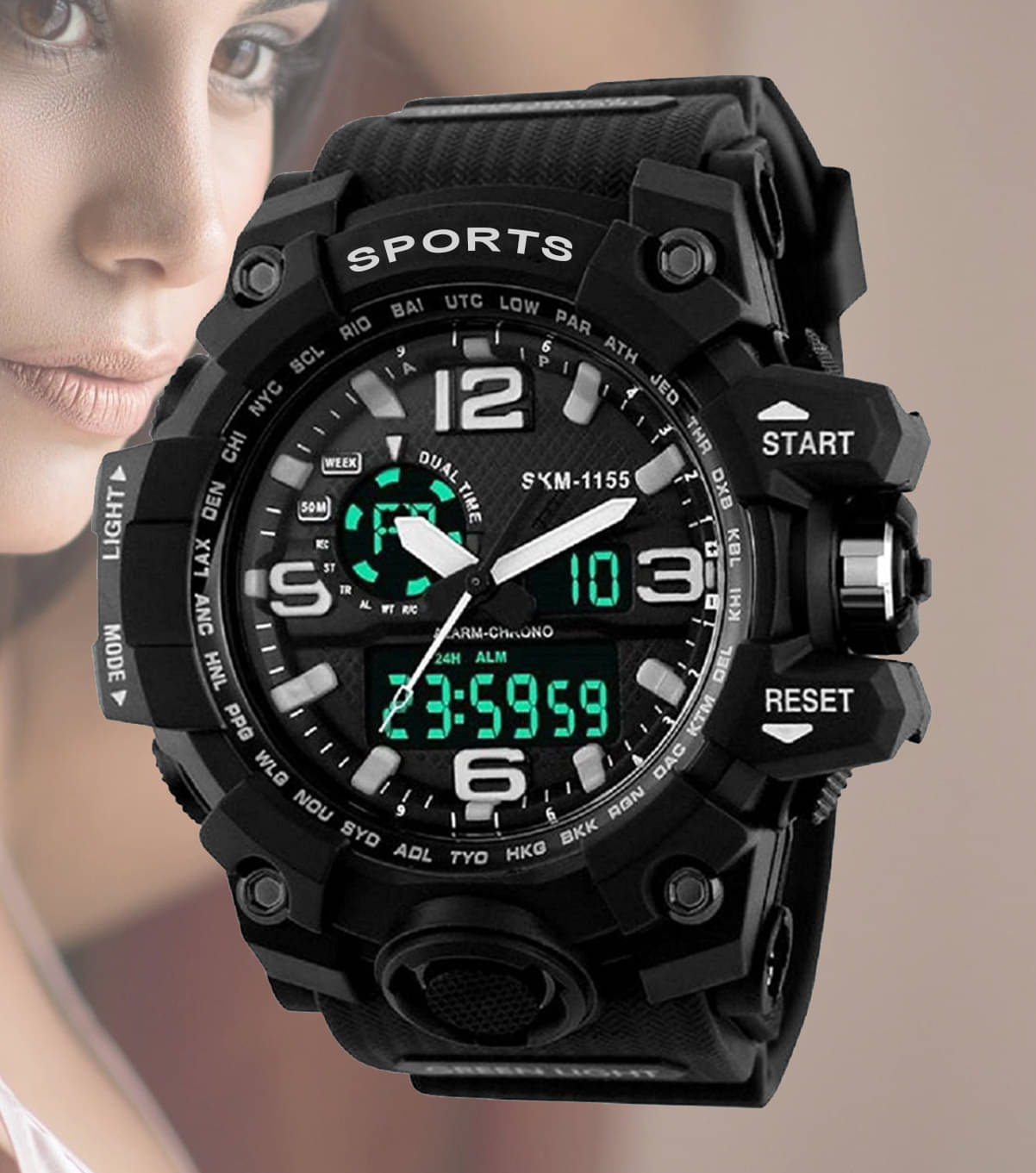     			Harbor Black Silicon Analog-Digital Men's Watch
