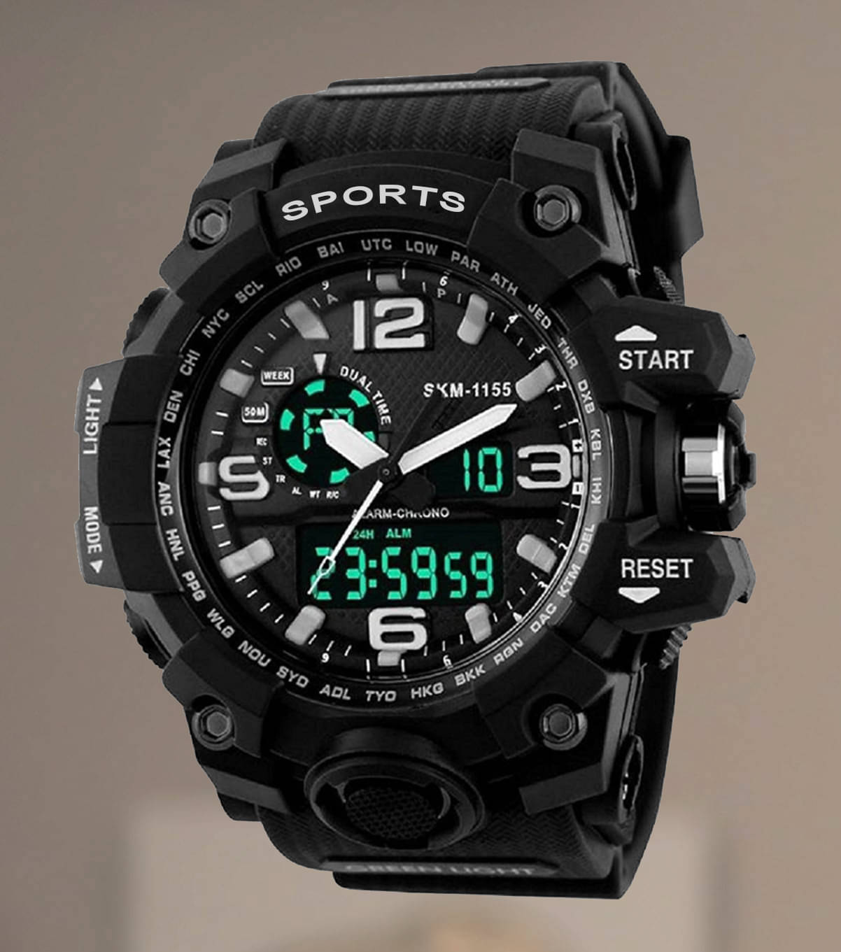    			Harbor Black Silicon Analog-Digital Men's Watch