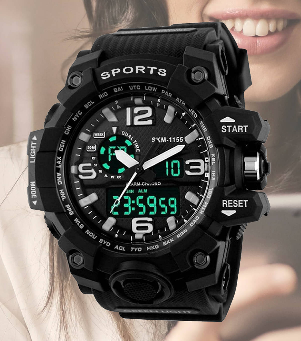    			Harbor Black Silicon Analog-Digital Men's Watch