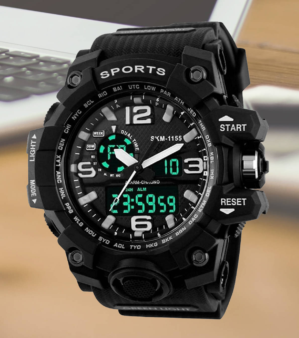     			Harbor Black Silicon Analog-Digital Men's Watch