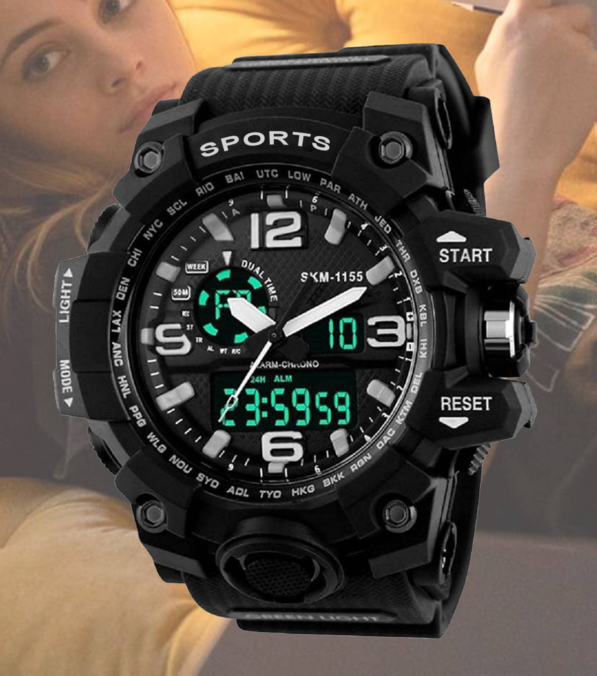     			Harbor Black Silicon Analog-Digital Men's Watch