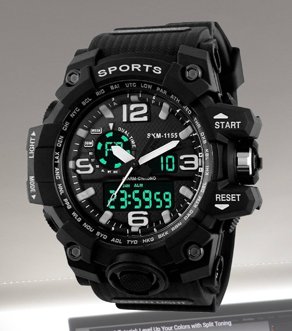     			Harbor Black Silicon Analog-Digital Men's Watch