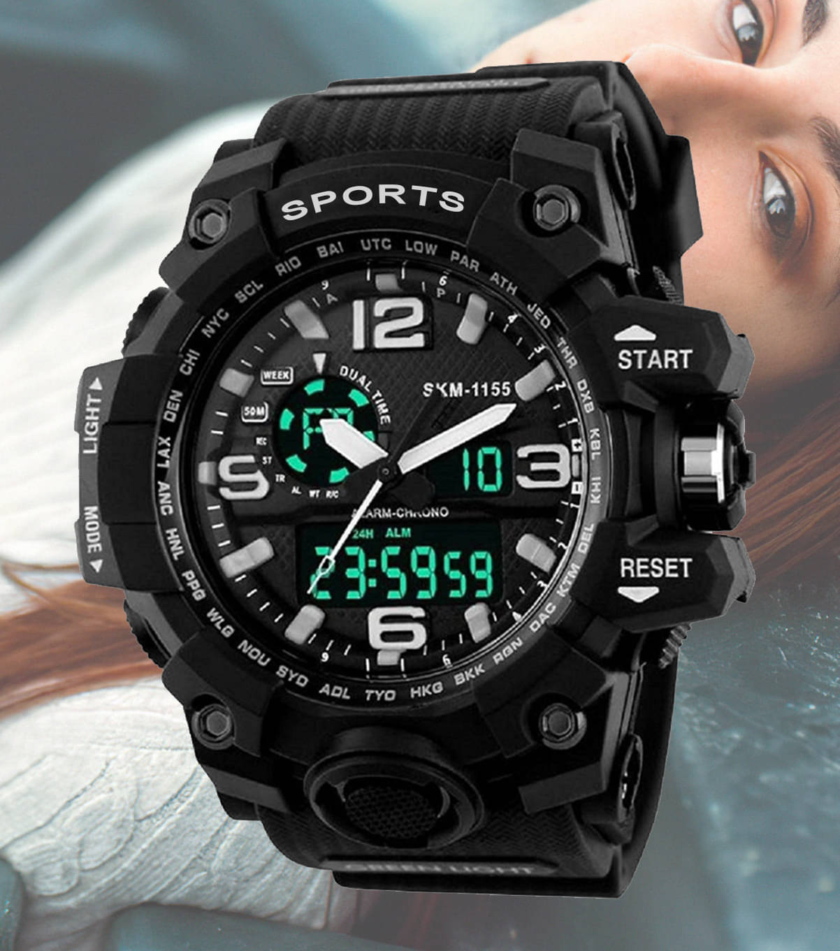     			Harbor Black Silicon Analog-Digital Men's Watch