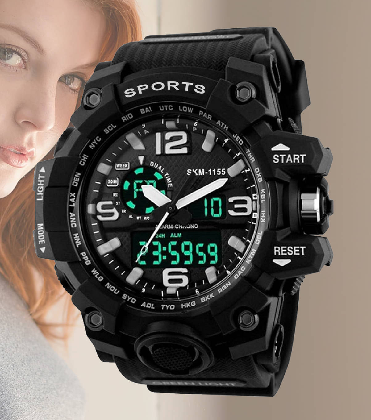     			Harbor Black Silicon Analog-Digital Men's Watch