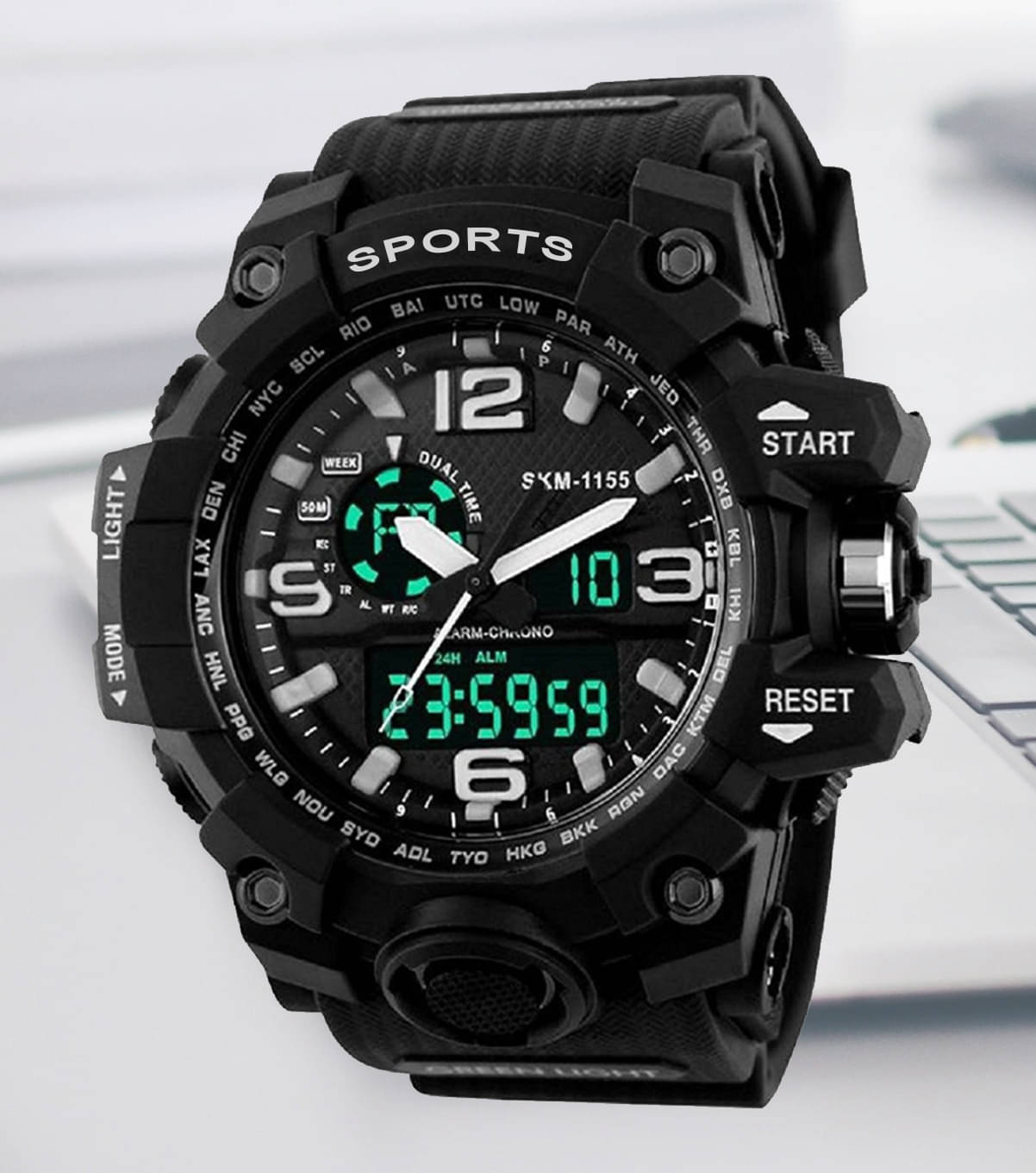     			Harbor Black Silicon Analog-Digital Men's Watch