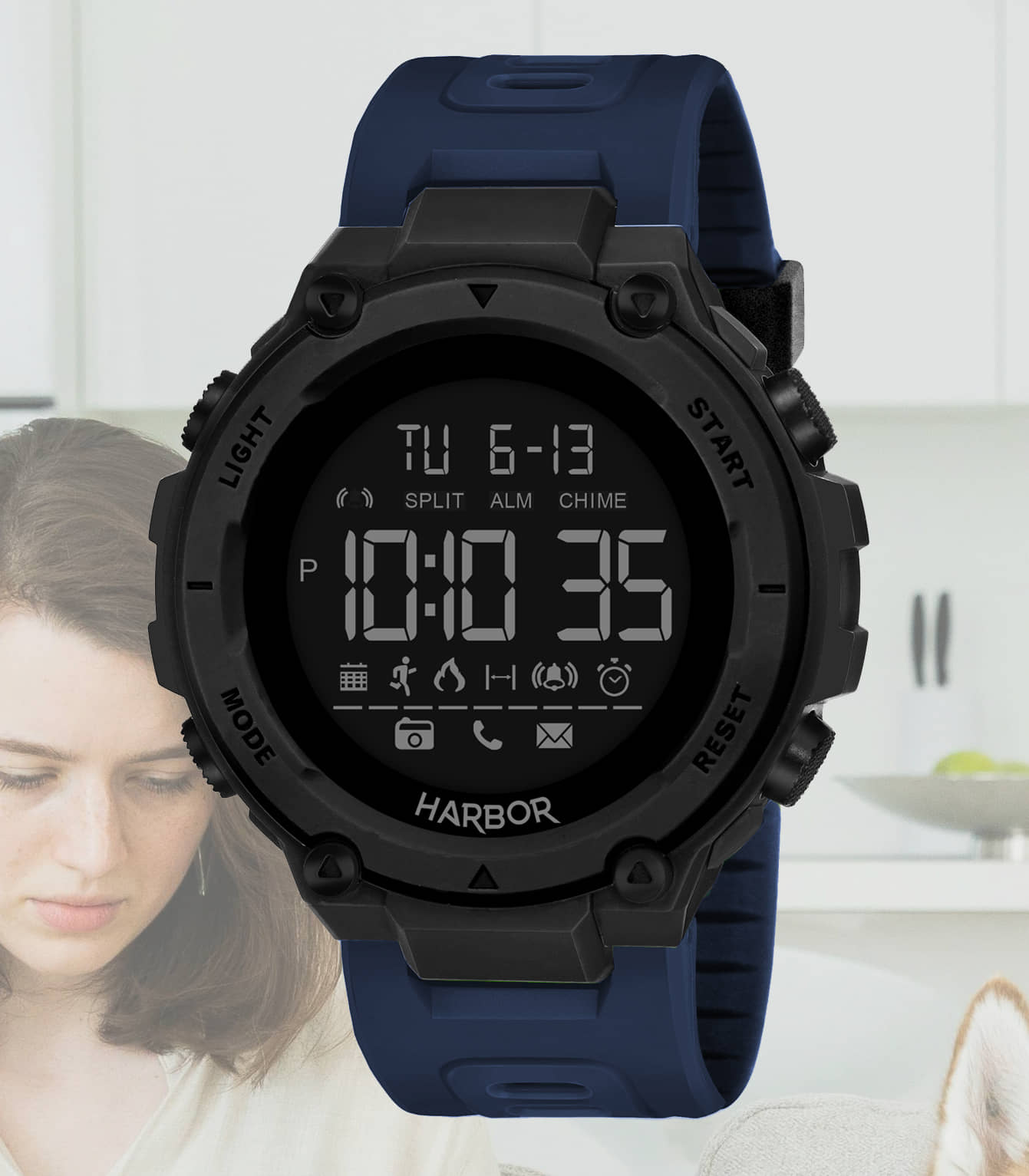 Harbor Blue Silicon Digital Men's Watch