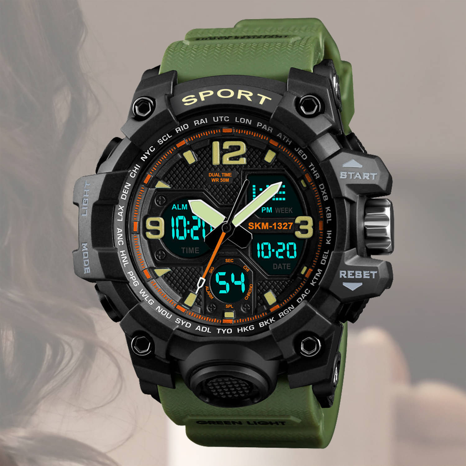     			Harbor Green Silicon Analog-Digital Men's Watch