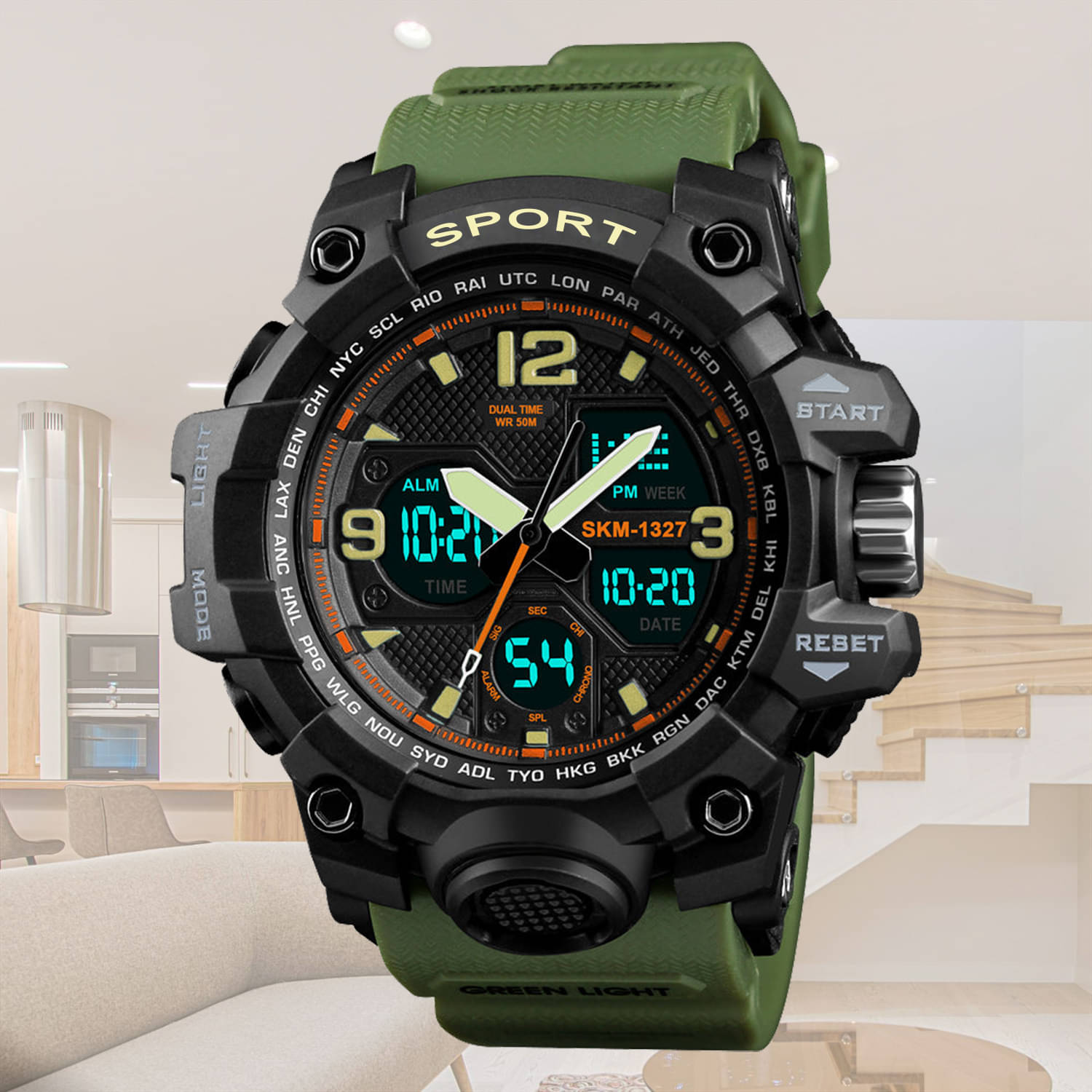     			Harbor Green Silicon Analog-Digital Men's Watch