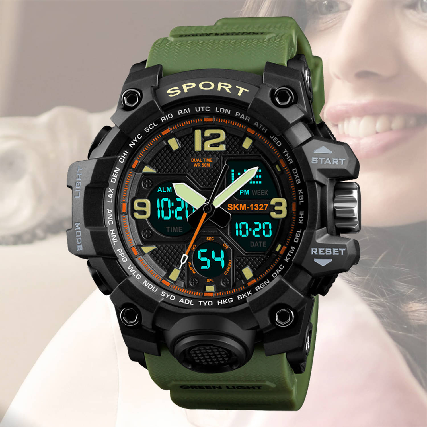     			Harbor Green Silicon Analog-Digital Men's Watch