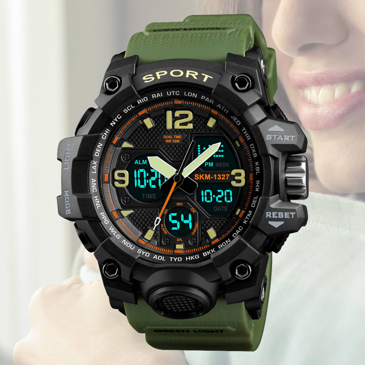     			Harbor Green Silicon Analog-Digital Men's Watch