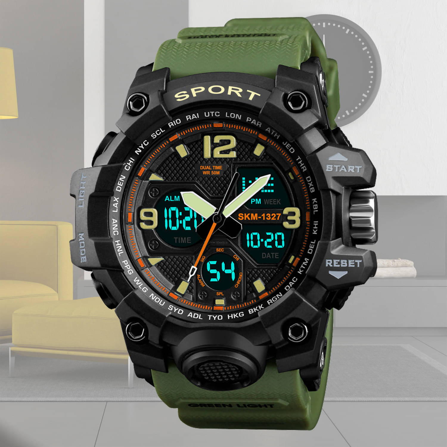     			Harbor Green Silicon Analog-Digital Men's Watch