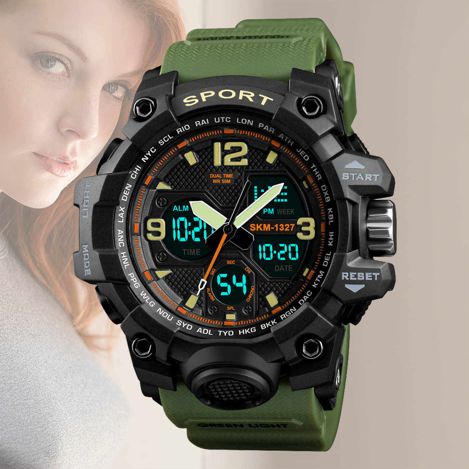     			Harbor Green Silicon Analog-Digital Men's Watch