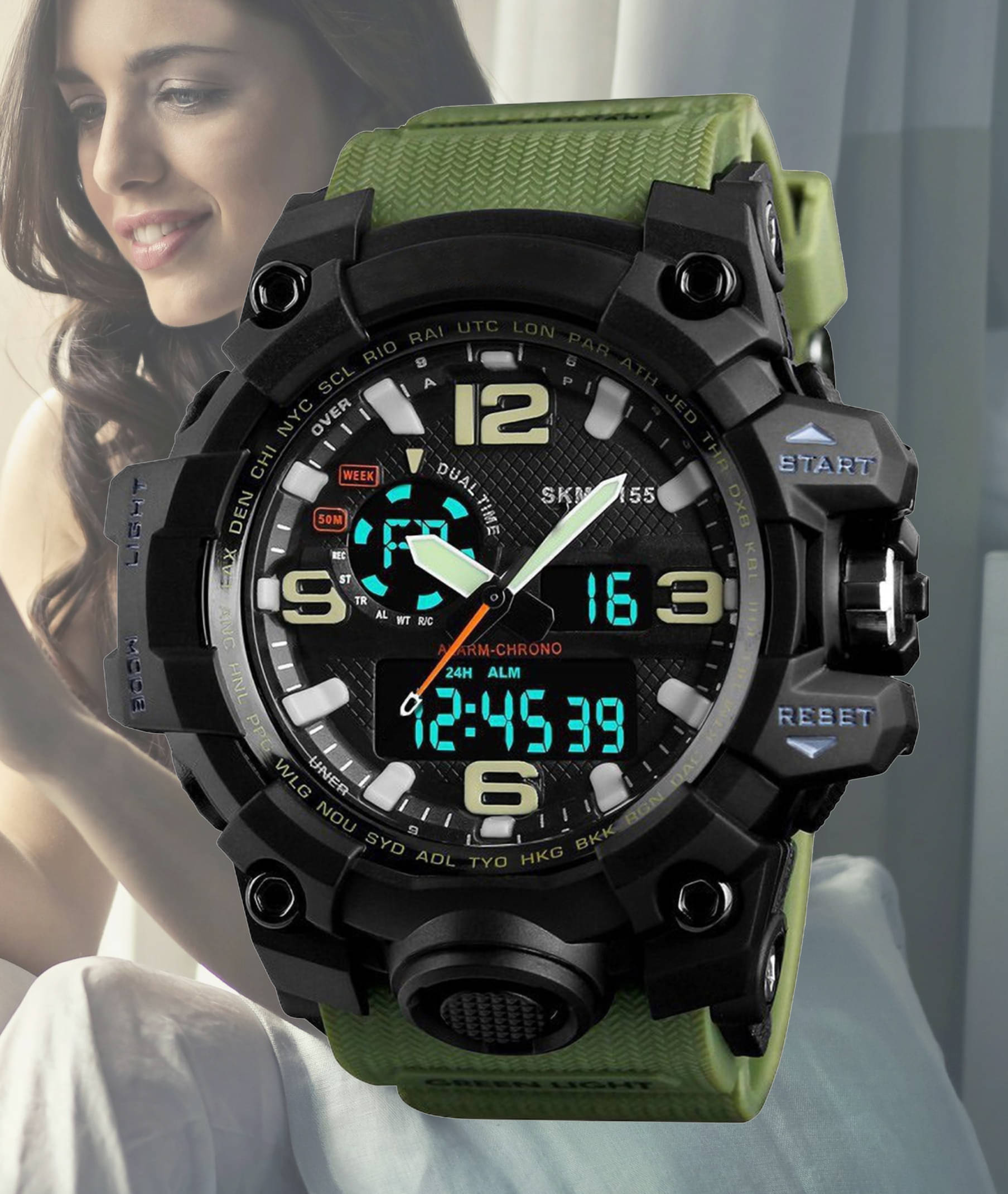     			Harbor Green Silicon Analog-Digital Men's Watch