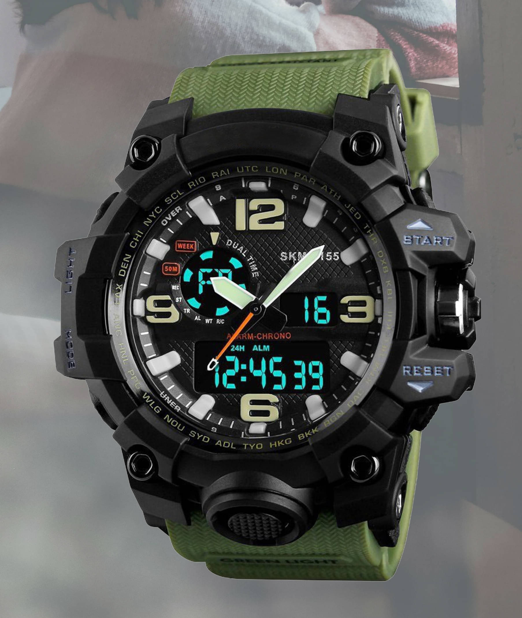     			Harbor Green Silicon Analog-Digital Men's Watch