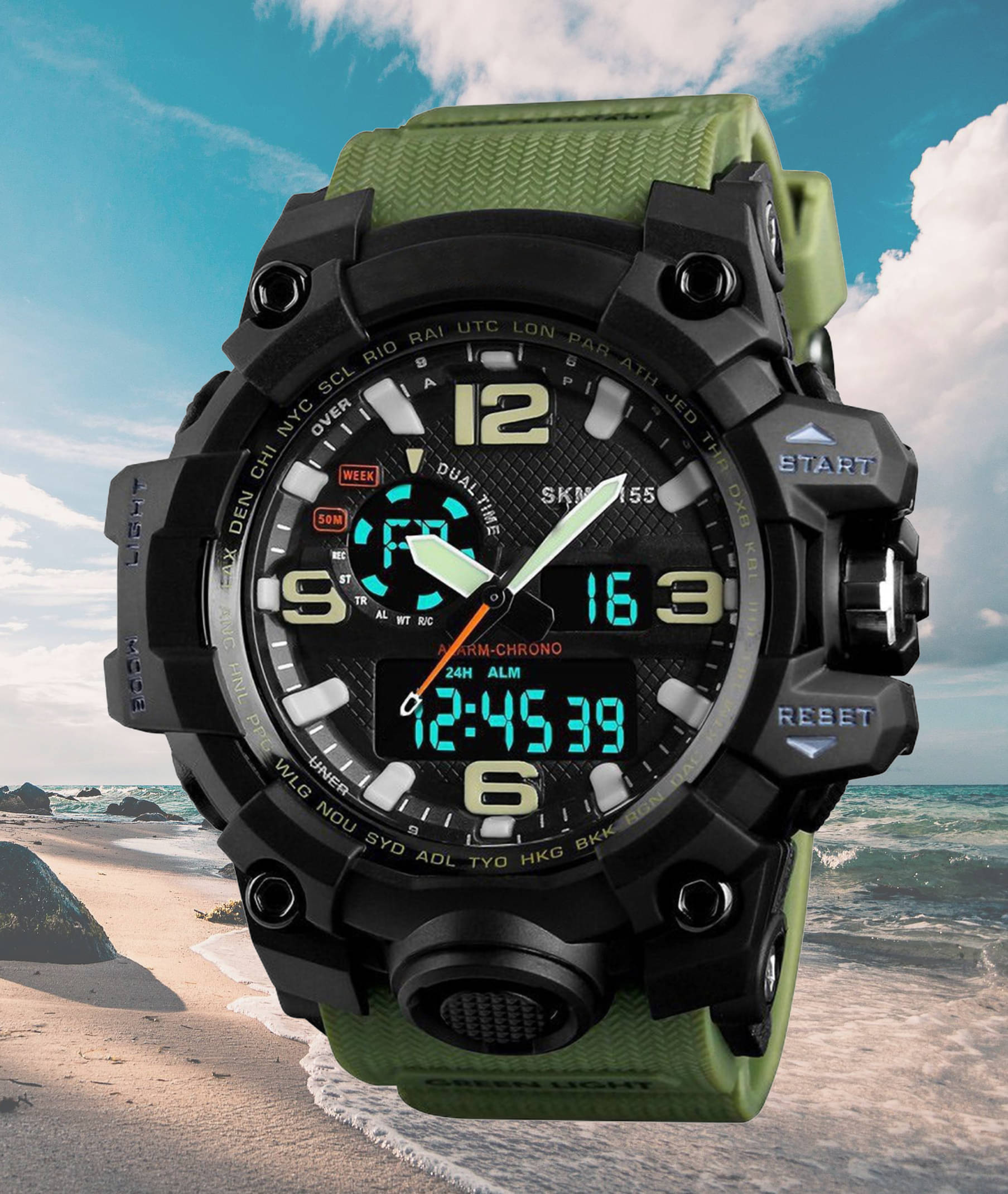     			Harbor Green Silicon Analog-Digital Men's Watch