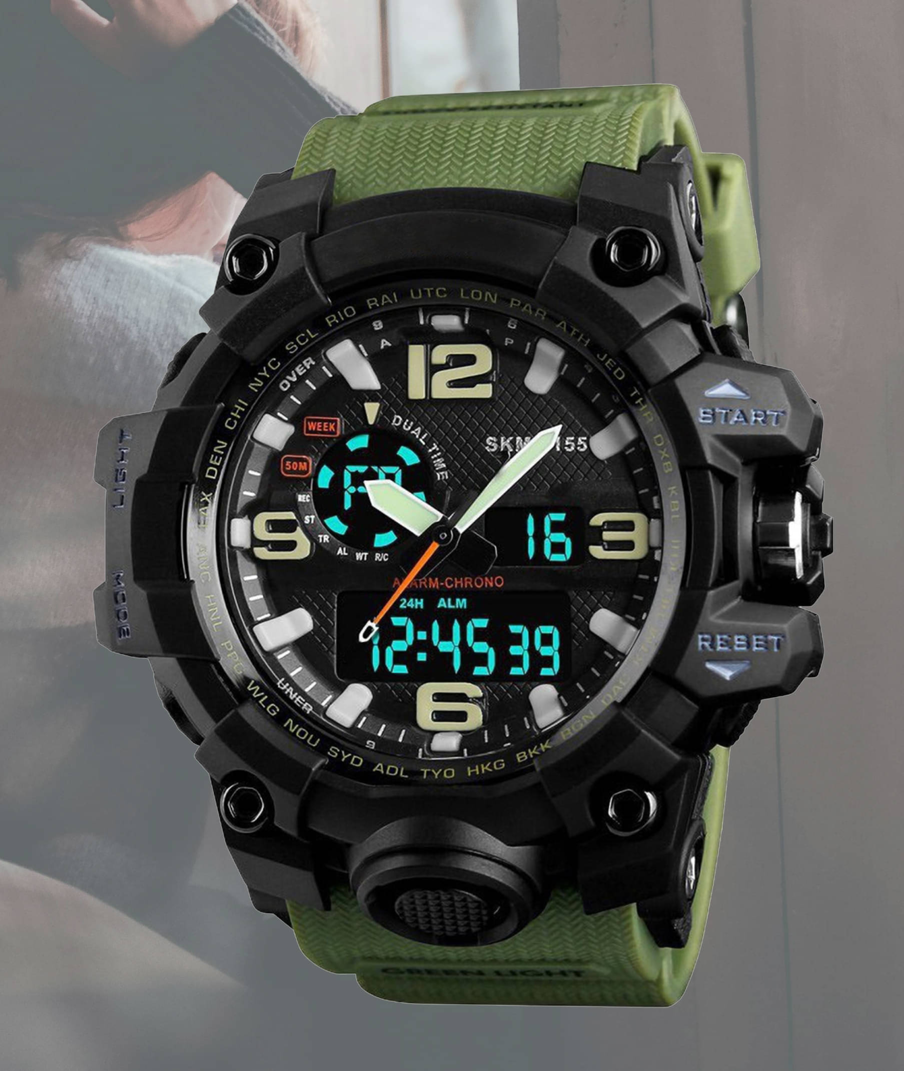     			Harbor Green Silicon Analog-Digital Men's Watch