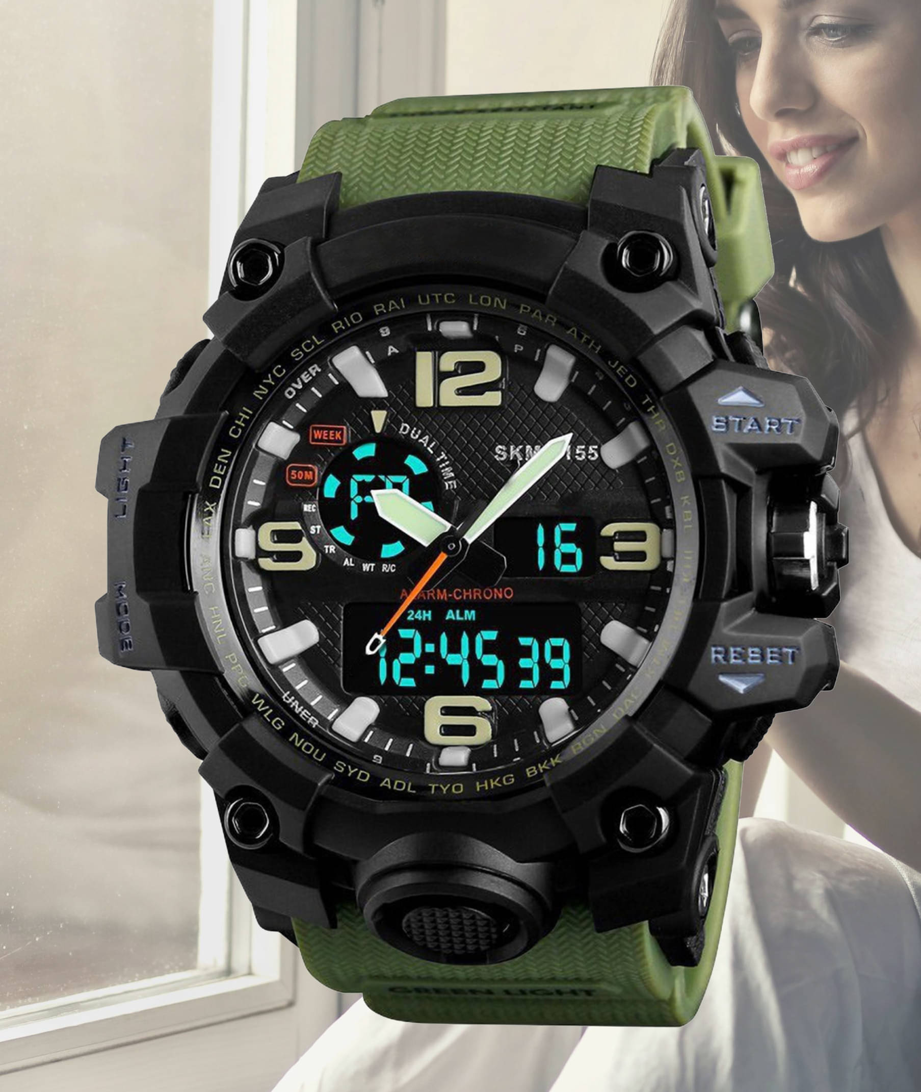     			Harbor Green Silicon Analog-Digital Men's Watch