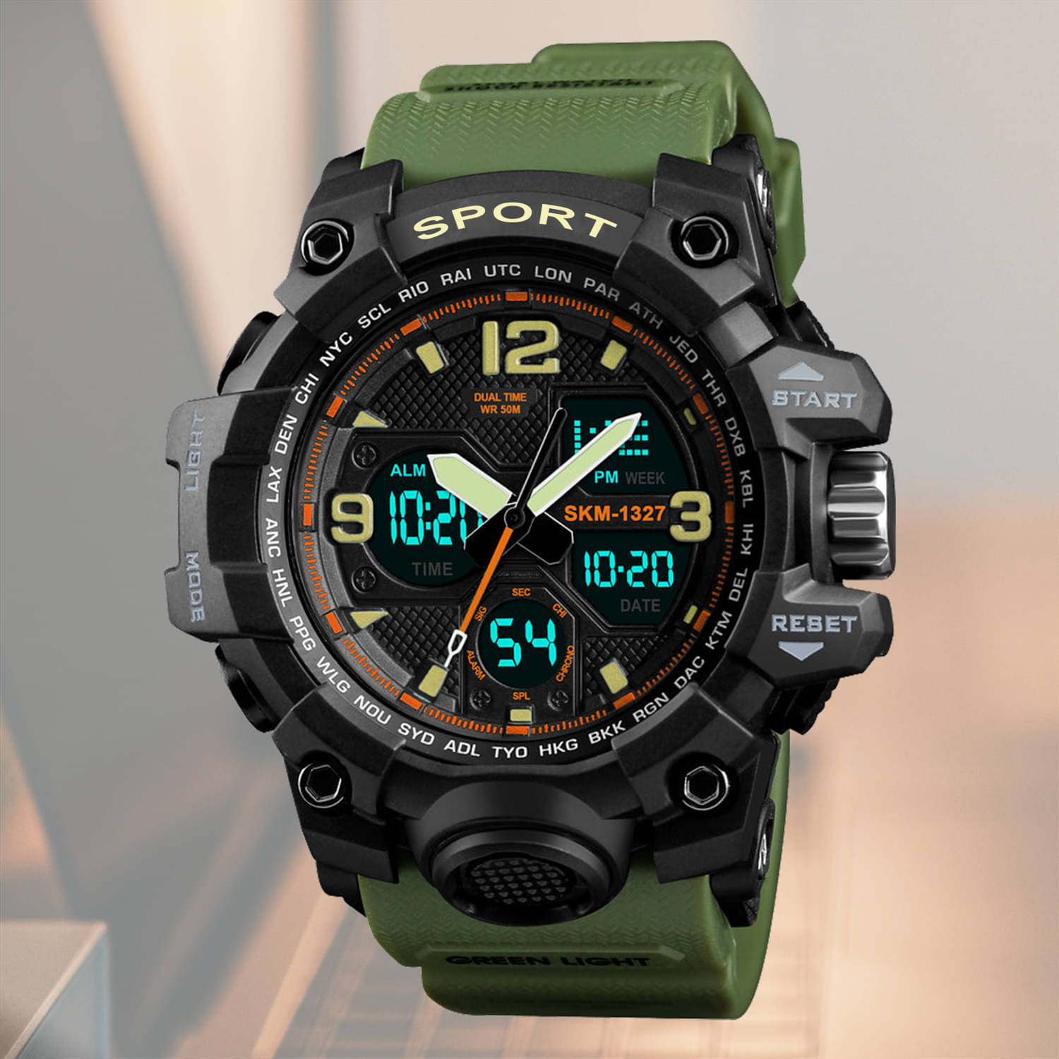     			Harbor Green Silicon Analog-Digital Men's Watch