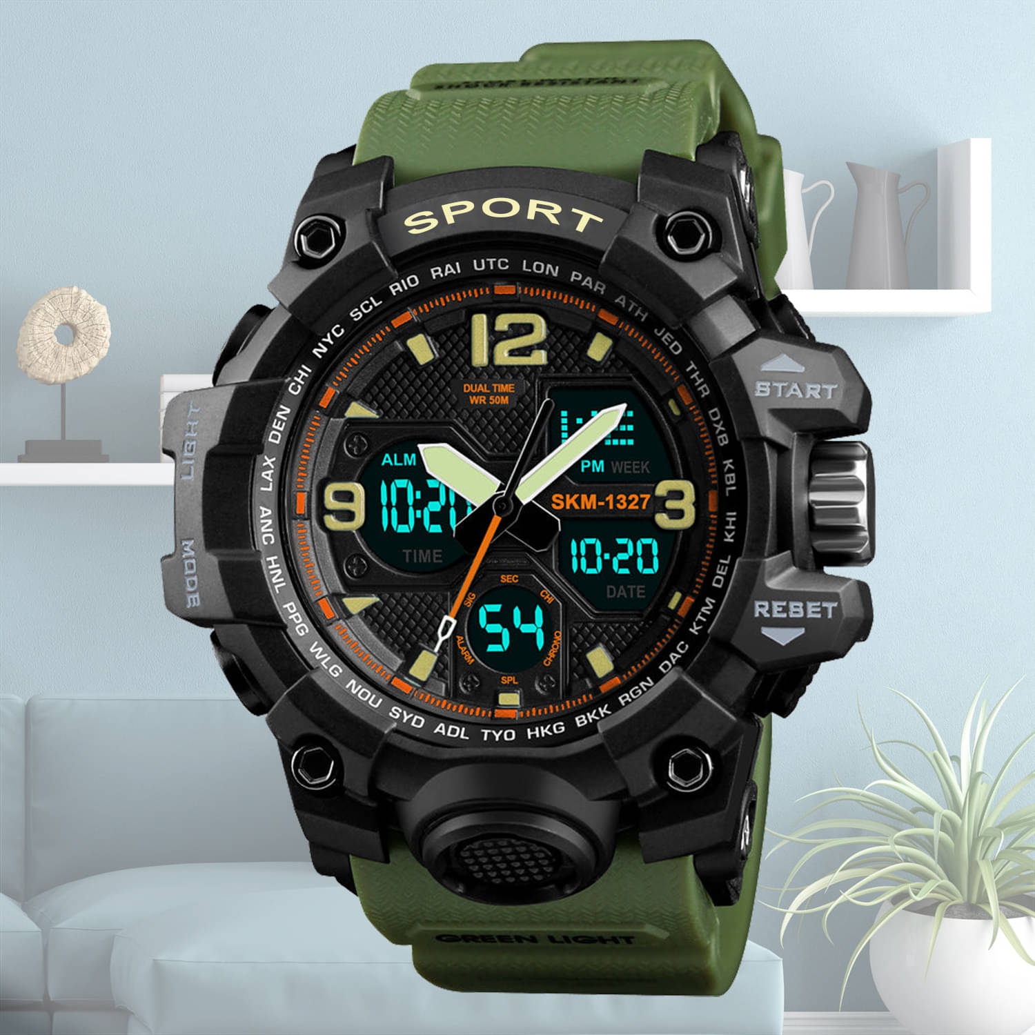     			Harbor Green Silicon Analog-Digital Men's Watch